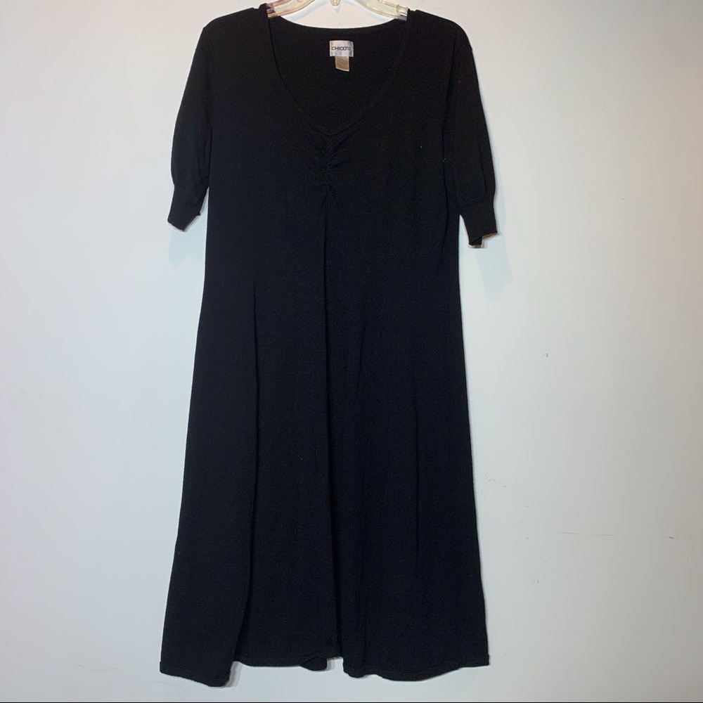 EUC Chico’s Size 2 V-neck Super Soft Little Black Dress